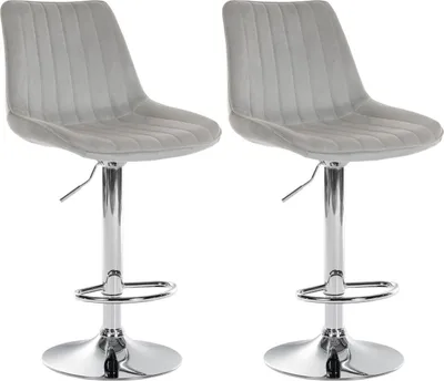 Produktbild von 2er Set Barhocker Toni Samt chrom grau