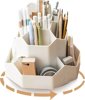 Produktbild von Drehbarer Stiftehalter,Schreibtisch organizer 9 Fächer,Verbesserte große Kapazität 360°drehbar,Kann Bleistifte,Buntstifte,Verschiedene Schrein aufnehmen (Weiß)