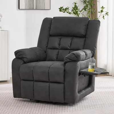 Produktbild von okwish Verstellbarer Massagesessel Relaxsessel mit elektrische Aufstehfunktion,Seniorensessel mit Wärmefunktion und Fußstütze,mit Liegefunktion,mit USB,Grau