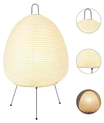 Produktbild von Himmel Reispapier Tischlampe, 3000K Birne eingeschlossen in handgefertigte runde japanische Akari Lampen Weiße Papier Laterne Schreibtischlampe