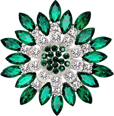 Produktbild von Damenmode-Blumen-Brosche, Kristall-Strass-Schmuck für Hochzeit, Party, Geschenk-Grün
