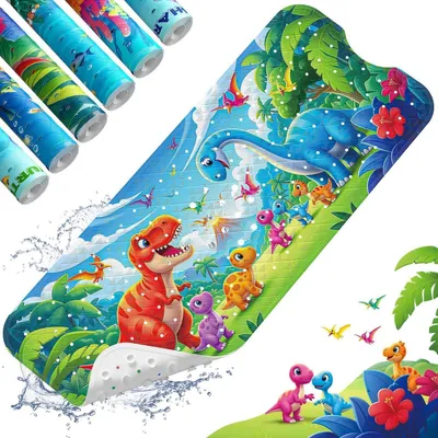 Produktbild von Badematte Kinder rutschfest 101,6 x 40,6 cm Cartoon Dinosaurier mit Saugnäpfen