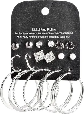 Produktbild von 9 Paar Ohrringe mit Strass-Intarsien, Schmuck, Geschenk, Legierung, Ohrstecker, Creolen-Set für Dating