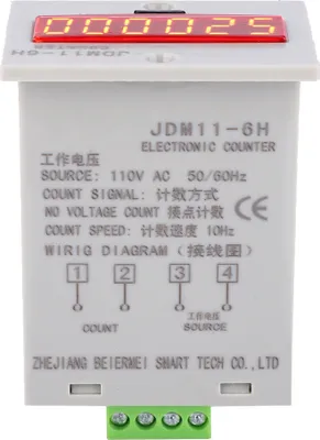 Image de JDM11-6H Compteur de tension à 6 chiffres Compteur électronique à affichage numérique LED RelaisAC110V