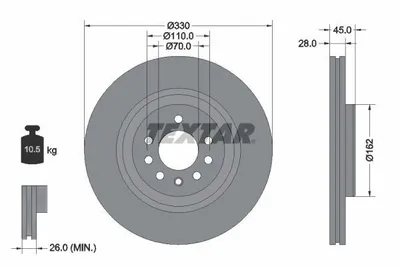 Obrázek produktu pro 2 přední brzdové kotouče Textar pro Opel Corsa
