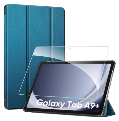 Produktbild von Fintie Hülle für Samsung Galaxy Tab A9+/A9 Plus 11 Zoll 2023 Tablet mit Schutzfolie - Ultradünne Kunstleder Schutzhülle Cover, Pfauenblau
