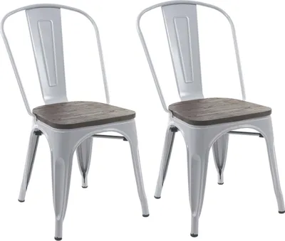 Immagine prodotto di set di 2 sedie HWC-A73 con seduta in legno, sedia bistrot impilabile, design industriale in metallo impilabile ~ grigio