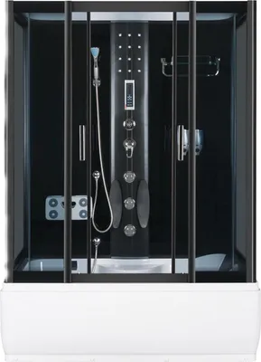 Produktbild von MEGA Hydromassagekabine, 121X81X222 Cm /5Mm, Mit Tiefer Duschwanne /Elektronisches Paneel , Xl 120 Schwarz
