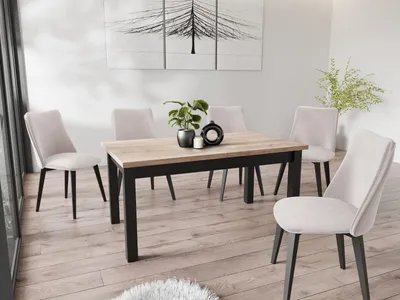 Produktbild von Moderner Rechteckiger Ausziehbarer Esstisch - Platzsparend - Schwarze Holzbeine - 160 bis 240 cm - Hergestellt in EU - 160 x 90 cm - Sonoma Eiche