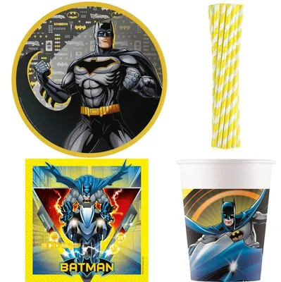 Produktbild von Partyset 44 tlg. Batman Geburtstagsdeko Kindergeburtstag Partygeschirr