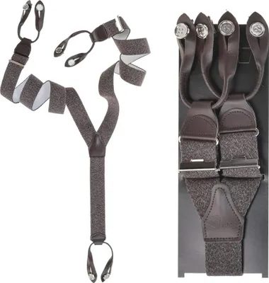 Produktbild von Dethloff Hosenträger Y-Form Holländer braun meliert 120cm 36mm breit Leder mit Knöpfen