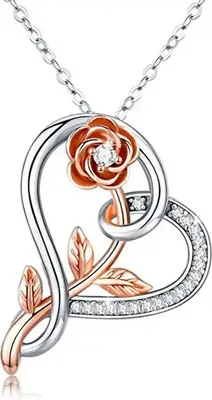 Obrázok produktu pre Náhrdelník Heart Rose - Elegantný Strieborný a Zlato Ružový Šperk KP28884