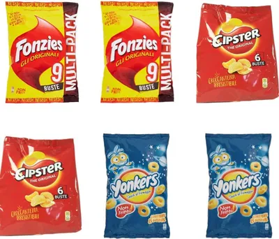 Produktbild von Mondalez chips testpaket Fonzies Yonkers Cipster multipack Maissnack mit Käse