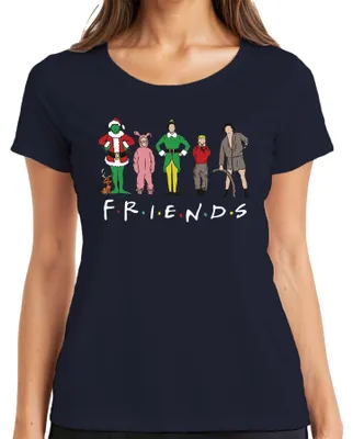 Produktbild von Friends Weihnachtsfilme Cartoon - Weihnachten Christmas Xmas Damen T-Shirt, Navy, M