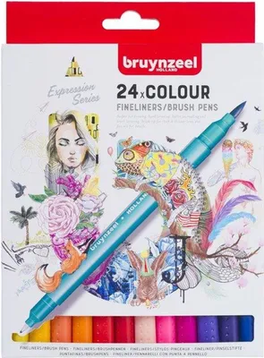 Image de Bruynzeel | Expression Fineliner / Brushpen set 24 couleurs