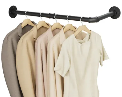 Produktbild von Wandgarderobe L-Form Schwarz 60 x 30 cm für Kleidung