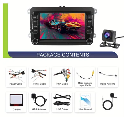 Imagen del producto de Radio Android 13 - Radio doble DIN - Sistema de audio para automóvil - Radio con pantalla táctil - Radio multimedia