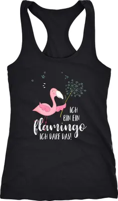 Produktbild von Damen Tanktop Flamingo Ich bin ein Flamingo ich darf das Spruch Pusteblume Racerback Moonworks® schwarz XXL