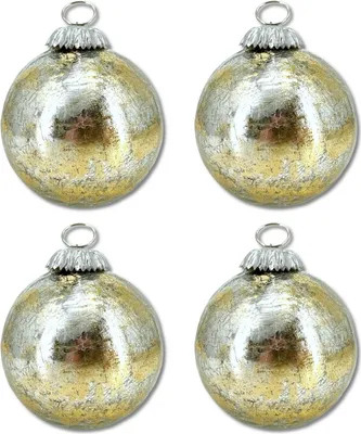 Produktbild von Glas Weihnachtskugel gold - B - 4 Stück 8,5 x 10cm Deko-Kugel Christbaumschmuck glänzend