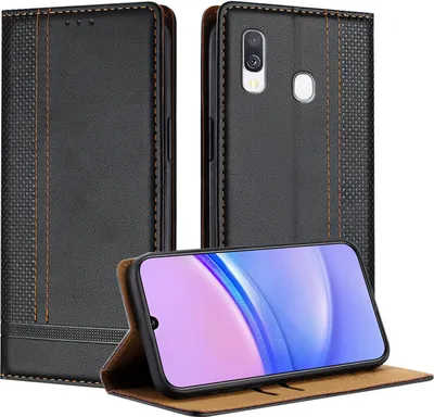 Produktbild von Handyhülle für Samsung Galaxy A40 Leder Flip Klappbare Schutzhülle mit Standfunktion Schwarz