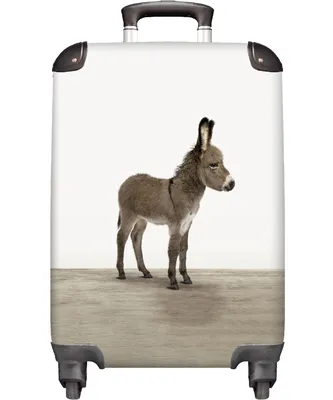 Obrázek produktu pro NoBoringSuitcases.com® Kufr Příruční zavazadlo Trolley Rolling suitcase Malý cestovní kufr na 4 kolečkách - Oslík - Mladý - Kopyta - Děti - Kabina Velikost < 55x40x23 cm & 55x40x20 cm - Foto kufr - Kabinový kufr - Palubní zavazadlo - Dětský kufr - Dětský vozík.