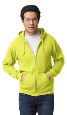 Image de Gildan - Sweat à capuche avec fermeture éclair sur toute la longueur pour homme/femme, unie FK2795 (M) (vert sécurité)