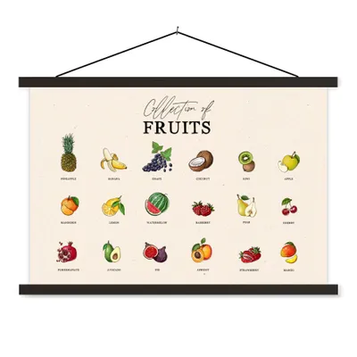 Produktbild von MuchoWow® Textilposter Obst - Lebensmittel - Küche 60x40 cm mit schwarzem Rahmen - Hölzernes