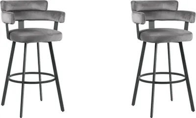 Produktbild von LABEL51 Barhocker Bardio - Grau - Samt - Sitzhöhe 75 - 2er-Set
