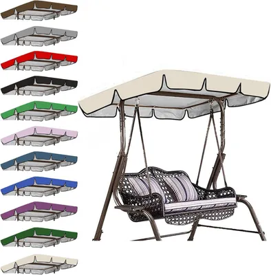 Produktbild von Dachbezug, Wetterbest?ndig Sonnendach fš¹r Gartenschaukel Ersatz, Dauerhaft , Wasserdichtes Dach fš¹r Gartenschaukel, UV-Schutz (164*114*15 CM,Schwarz)