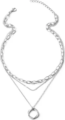 Produktbild von 3-teilige mehrlagige stapelbare Choker-Halskette, exquisiter Kreisanhänger, Schlüsselbeinkette, Schmuck für Frauen, Teenager und Mädchen, hypoallergen, vielseitige süße Halskette für jeden Anlass