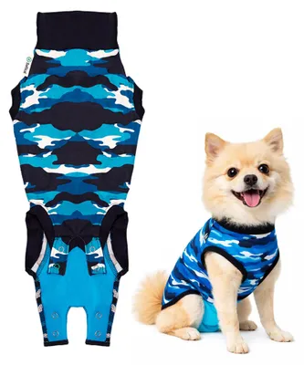 Produktbild von Recovery Suit Hund - XXS - Camouflage Blau