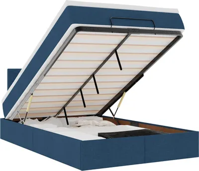 Image de vidaXL Ottomane Lit avec matelas & LEDs Bleu 120x200 cm Tissu