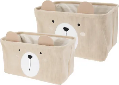 Zdjęcie produktu dla Pojemniki na zabawki CUTIE z uszkami, sztruksowe, 2 sztuki