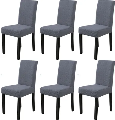 Obrázek produktu pro 6ks/sada krytů židlí Stretch Universal Jídelní židle Elastický kryt židle, Kryty židlí Odnímatelný moderní ochranný kryt pro kryt Banquet Party Hotel (tmavě šedá)