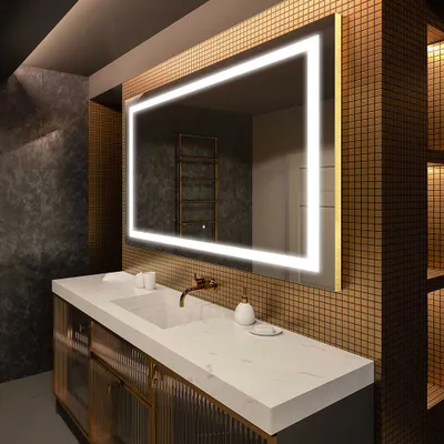 Zdjęcie produktu dla Artforma Lustro łazienkowe z oświetleniem LED 110x50 cm | Kolor LED: zimny biały 7000K | Przełącznik: dotykowy | LED015