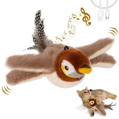 Interaktives Katzenspielzeug Vogel mit Sensor, USB, Katzenminze