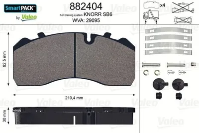 Produktbild von VALEO Bremsbeläge Satz Vorne passend für MERCEDES-BENZ ATEGO 882404