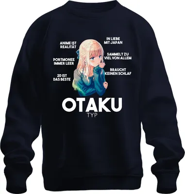 Produktbild von OTAKU TYP Anime ist Realität Portmonee immer leer Manga Japan Uni Sweatshirt Pullover, Navy, S