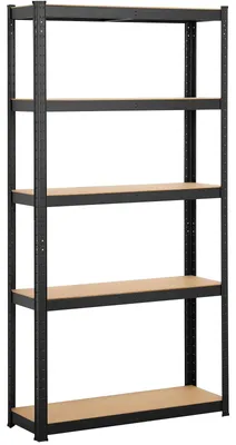 Obrázek produktu pro Regál na skladování - Pro těžké náklady - 90 x 30 x 180 cm - Černá - Pro garáž a obývací pokoj