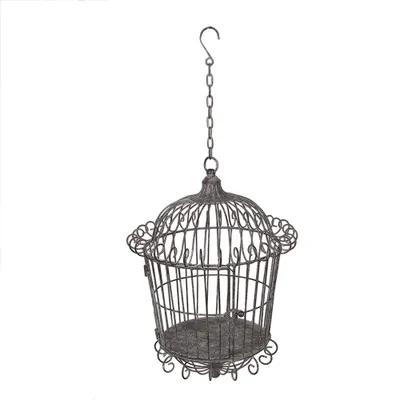 Immagine prodotto di Decorazione a gabbia per uccelli Clayre & Eef Ø 36x47 cm Marrone Grigio Metallo