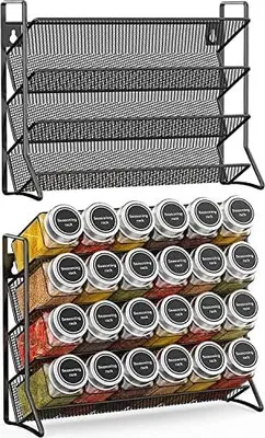 Produktbild von Bomclap Gewürzregal kein Gewürzglas Stehend gewürz regal küchenregal metall Hält viel gewürzgläser Gewürz Organizer für Küchenschrank und Arbeitsfläche, gewürzgläser nicht enthalten, Schwarz