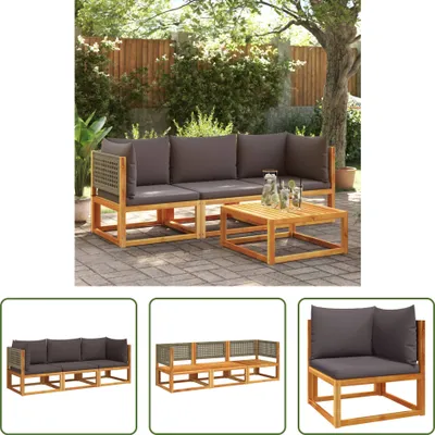 Produktbild von The Living Store 3-tlg. Garten-Sofagarnitur mit Kissen Massivholz Akazie