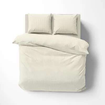 Obrázek produktu pro Detexpol Damaškové povlečení 220x200 ecru jednobarevné pruhy 1 cm Pure