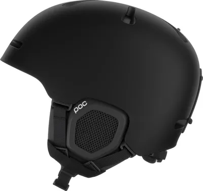 A black ski helmet shown from the side.
