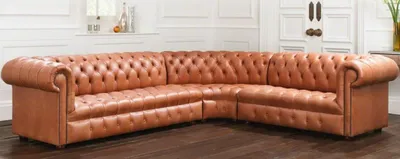 Zdjęcie produktu dla Zestaw wypoczynkowy – narożnik Chesterfield ze skóry, narożnik, kanapa, tapicerowany, narożny 16101328