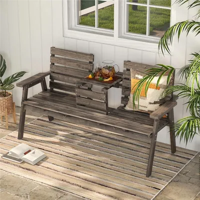 Immagine prodotto di Panca da giardino in legno - Panca da esterno - Panchina da parco - Panca per balcone - Panca per terrazza - Tavolino pieghevole