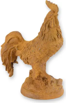 Produktbild von Eine rostige Gusseisenfigur eines Hahns Replikat Retro Design Dekoration