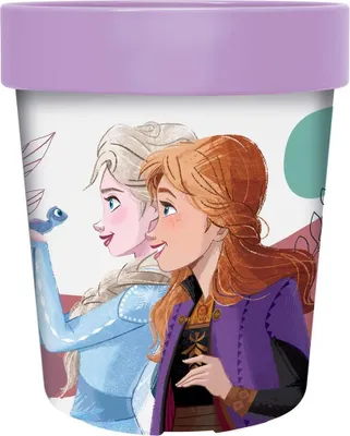Produktbild von Tataway Disney Frozen Elsa und Anna Blauer Kunststoffbecher für Mädchen, 260 ml, mit rutschfestem Boden