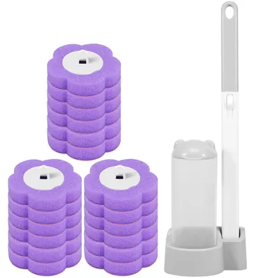 Obrázek produktu pro Čisticí kartáč na toaletu, jednorázové náhradní hlavice, hygienický držák, 18 kusů a jeden kartáč