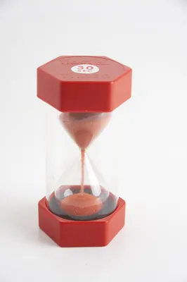 Produktbild von Große rote Sanduhr aus Glas, 30 Sekunden, Höhe 160mm, Durchmesser 70mm